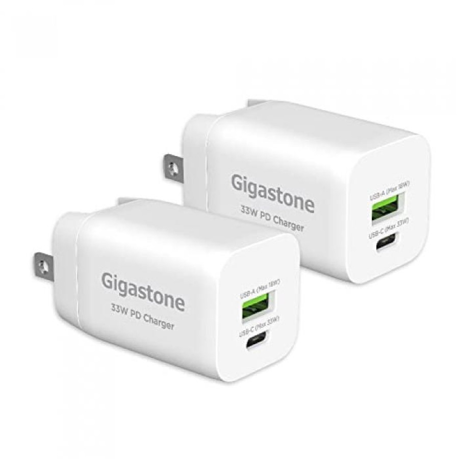 Gigastone 30W USB C Charger Power Go Dual Ports PPS 33W Power Adapter - 2 Pack